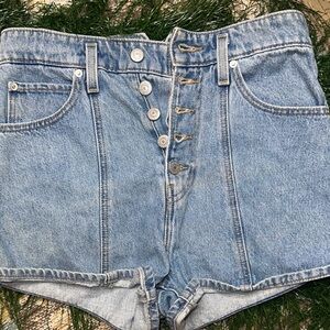 Levi's Light Blue Button-Fly Denim Shorts